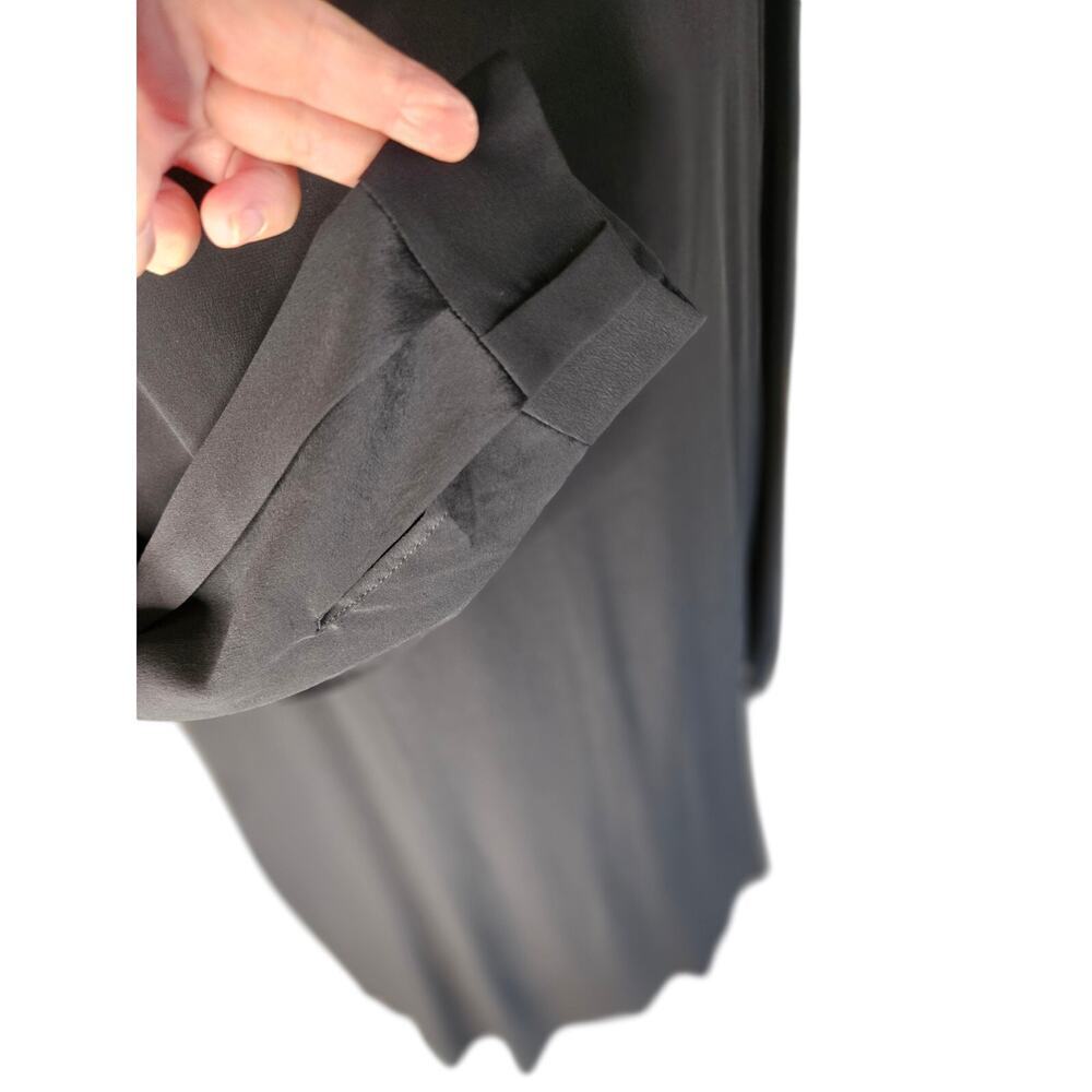 COS Black Sheath Dress Sz 8 100% Silk Keyhole back Asymmetrical hem Semi Sheer - Picture 6 of 11